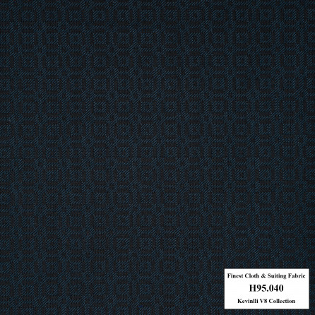 H95.040 Kevinlli V8 - Vải Suilt 90% Wool - Xanh ngọc bích họa tiết